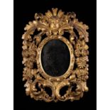 A Fine Late 17th Century Baroque Carved Giltwood Mirror.