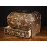 A Late 17th/Early 18th Century Leather Clad Box adorned with decorative brass studwork and