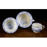 A Group of Three Pretty 19th Century Blue & White Transfer Printed Chamber Pots.