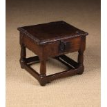 A Small 17th Century Joined Oak Box Stool.