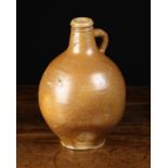 An 18th Century Salt-glazed Stoneware Baluster Flagon incised twice with a scrolled cypher,