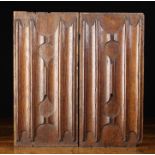 A Good Pair of 16th Century Oak Linen Fold Panels carved with tenter hook details and stylistic
