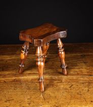A Fine 19th Century Yew Wood Lace Maker's Lamp Stand of rich colour & patination.