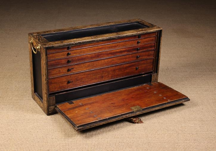 A Georgian Oak Framed Travelling Carpenter's Box. The ends fitted with brass swing handles. - Image 3 of 3