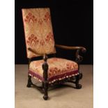 A Late 17th Century Style Carved Walnut Armchair.