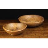 George William Lailey (1869-1958), Bucklebury, Berkshire. Two Treadle Lathe Turned Elm Bowls.