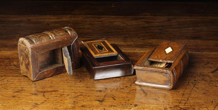 Three 19th Century Folk Art Snuff Boxes in the form of Books: One having a simulated leather spine - Image 4 of 4
