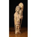 A Rare Romanesque Polychromed Wood Carving of a Standing Pieta, Spain,