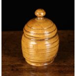 An 18th Century Pole Lathe Turned Sycamore Ointment Jar & Cover. The domed lid with knop finial.