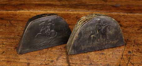 Two Fine & Rare Early 19th Century French Pressed Horn Snuff Boxes in the form of tricorn hat cases.