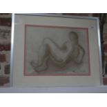 A framed original pastel painting of a male nude by Harding Preen signed lower right T Harding Preen