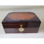 A wooden humidor by Red Star with burr wood top and internal tray, 16cm tall x 34cm x 24cm, with