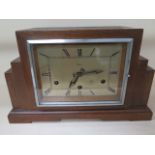 An oak case 8 day mantle clock Art Deco by Clarion with full Westminster chimes, in running order,