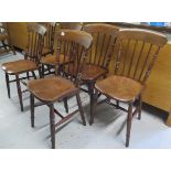 A set of six 19th century Windsor ash and elm stick back chairs, stamped G.K, in good polished