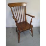 A Victorian ash and elm stick back Windsor chair, 100cm tall, with a good colour and in good