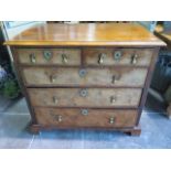 A Georgian and later five drawer walnut chest on bracket feet, 88cm tall x 99cm x 58cm