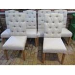 A set of six oak button back dining chairs, 108cm tall, in good condition