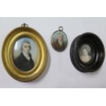 Three miniature portrait paintings, one enscribed Charles Shirreff to reverse?, largest frame size