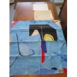 A Giuseppe Santomaro design limited edtion silk scarf 179/900 with box, scarf 87cm x 83cm, box