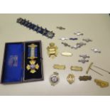 Assorted Masonic silver and gilt medals and emblems to Brother J E Morgan 1929-50 and silver