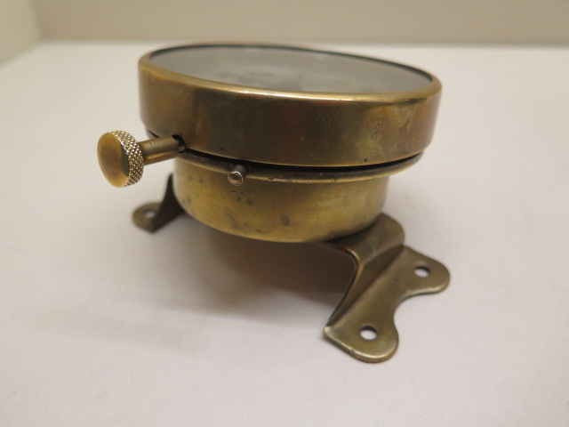 Watford: An early car clock of brass construction with footboard angled mount, the 9cm diameter - Image 3 of 4