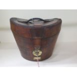 A Victorian leather top hat case by A Boswell, 14 Hanover St Edinburgh, with brass lock and