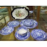 Eleven pieces of modern Spode Italian tableware and a Continental hand painted serving dish 36cm x