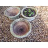 Three stone effect planters, 27cm tall x 50cm diameter