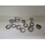 Thirteen assorted silver napkin rings, total approx 8.5 troy oz