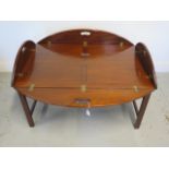 A 20th century Butler's tray on stand with 4 drop sides to form a coffee table, 46cm tall x 90cm x