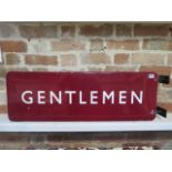 A BR Railway double sided GENTLEMEN station sign, 92cm x 31cm x 3cm, generally good some small