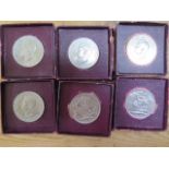 6 x 1951 Festival of Britain Crowns with boxes and certificates