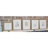 Five limited edition Tim Bulmer wine related prints in gilt frames, 35cm x 28cm