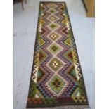 A hand knotted woollen Maimana Kilim Runner, 294cm x81cm, in good condition