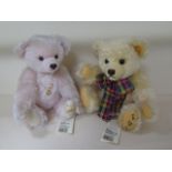 Two Steiff teddy bears England Rose and Musical Picnic bear - working