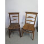 Two Victorian ash and elm chapel chairs