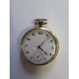 A gold plated top wind pocket watch, 45mm case, some scratches to case, dial good, running, hands