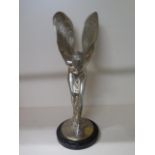 A large Spirit of Ecstasy Rolls Royce showroom mascot, 54cm tall, some wear to plate but generally