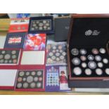 9 brilliant uncirculated coin sets including 2013 United Kingdom premium proof coin set