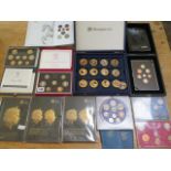 A collection of 13 coin sets including The fourth and fifth circulating portrait collection 2008