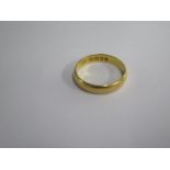 A hallmarked 22ct yellow gold band ring, size Q, approx 4.4 grams, with some usage marks, no bending