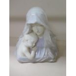 A French ceramic bust Madonna and Child, 27cm tall, in good condition