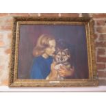 Portrait oil on canvas of Barbara Greene nee Haslett, signed P Vazquez, dated 1973, in a gilt