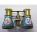 A pair of French Lunnette Duchessee glasses in working order, small damage to one enamel