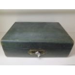 A leather bound mahogany travelling writing case engraved Mr John Lowe 34 Fordrough St Birmingham