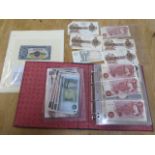 A folder containing World banknotes, please see images