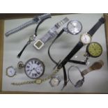 A collection of assorted watches and 3 pocket watches- spares or repairs