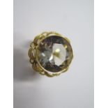 A yellow gold ring, size O, head approx 21mm diameter, continental marks for 18ct, approx 7.9 grams,