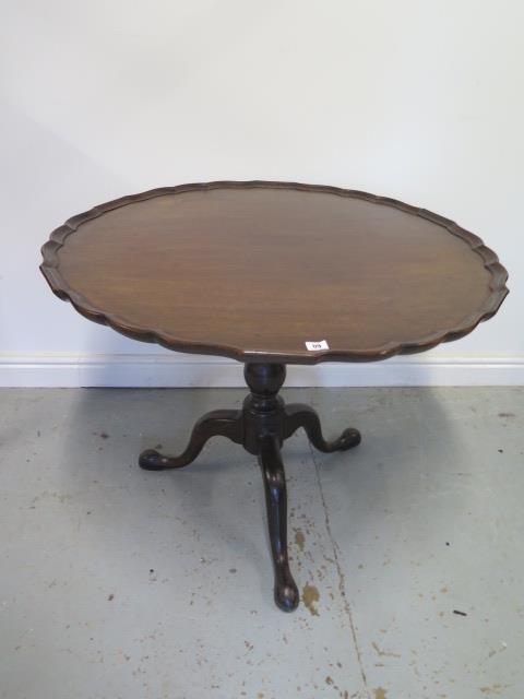 A 19th century mahogany piecrust tilt top side table on a tripod base, 72cm tall x 93cm diameter, - Image 3 of 5