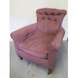 A Victorian button back armchair recently recovered, 89cm tall x 79cm wide x 85cm deep